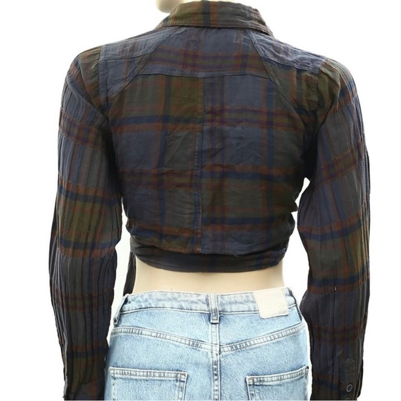 Free People dark plaid wrap too - Picture 3 of 7